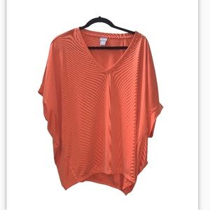 Chico’s Women’s Sandwashed Wedge Tee Sz XL Ribbed Trim V-Neck Casual Office Wear